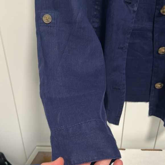 Size 12 women’s Coldwater Creek navy linen top - Picture 5 of 10
